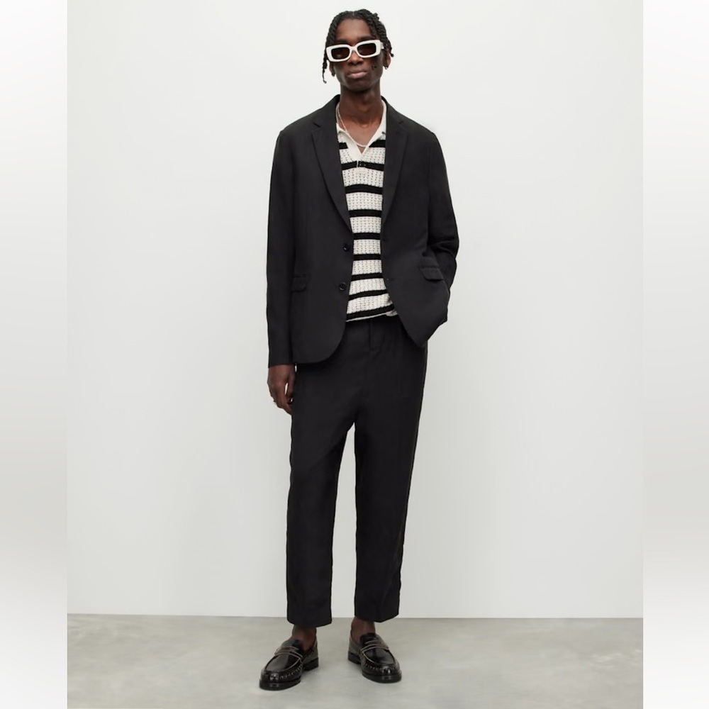All Saints Black Relaxed Tapered Trousers
